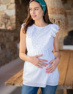 Outlet Seraphine Abigail | Broderie Anglaise Cotton Maternity & Nursing Top
