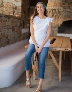 Outlet Seraphine Abigail | Broderie Anglaise Cotton Maternity & Nursing Top