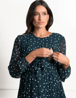 Hot Seraphine Adelaide | Pleated Spot Maternity & Nursing Dress