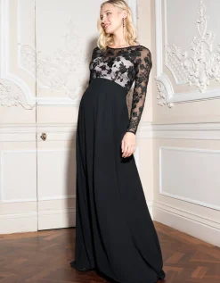 Cheap Seraphine Adriana | Black Lace Maternity Evening Dress