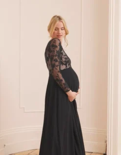 Cheap Seraphine Adriana | Black Lace Maternity Evening Dress