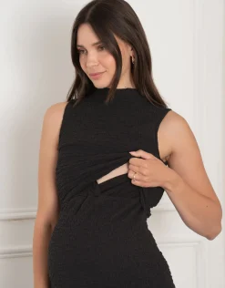Online Seraphine Aja | Textured Sleeveless Maternity & Nursing Bodycon Dress