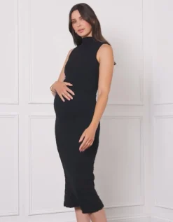 Online Seraphine Aja | Textured Sleeveless Maternity & Nursing Bodycon Dress