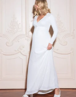 Cheap Seraphine Akari | White Sparkle Maternity Maxi Dress
