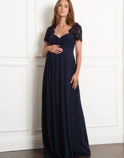 Shop Seraphine Aldari | Maxi Maternity & Nursing Dress with Lace Sleeve