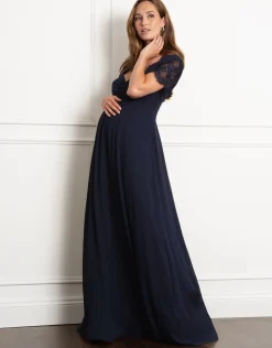 Shop Seraphine Aldari | Maxi Maternity & Nursing Dress with Lace Sleeve
