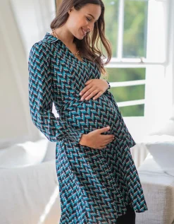 Discount Seraphine Alessandra | Teal Maternity & Nursing Shirt Dress