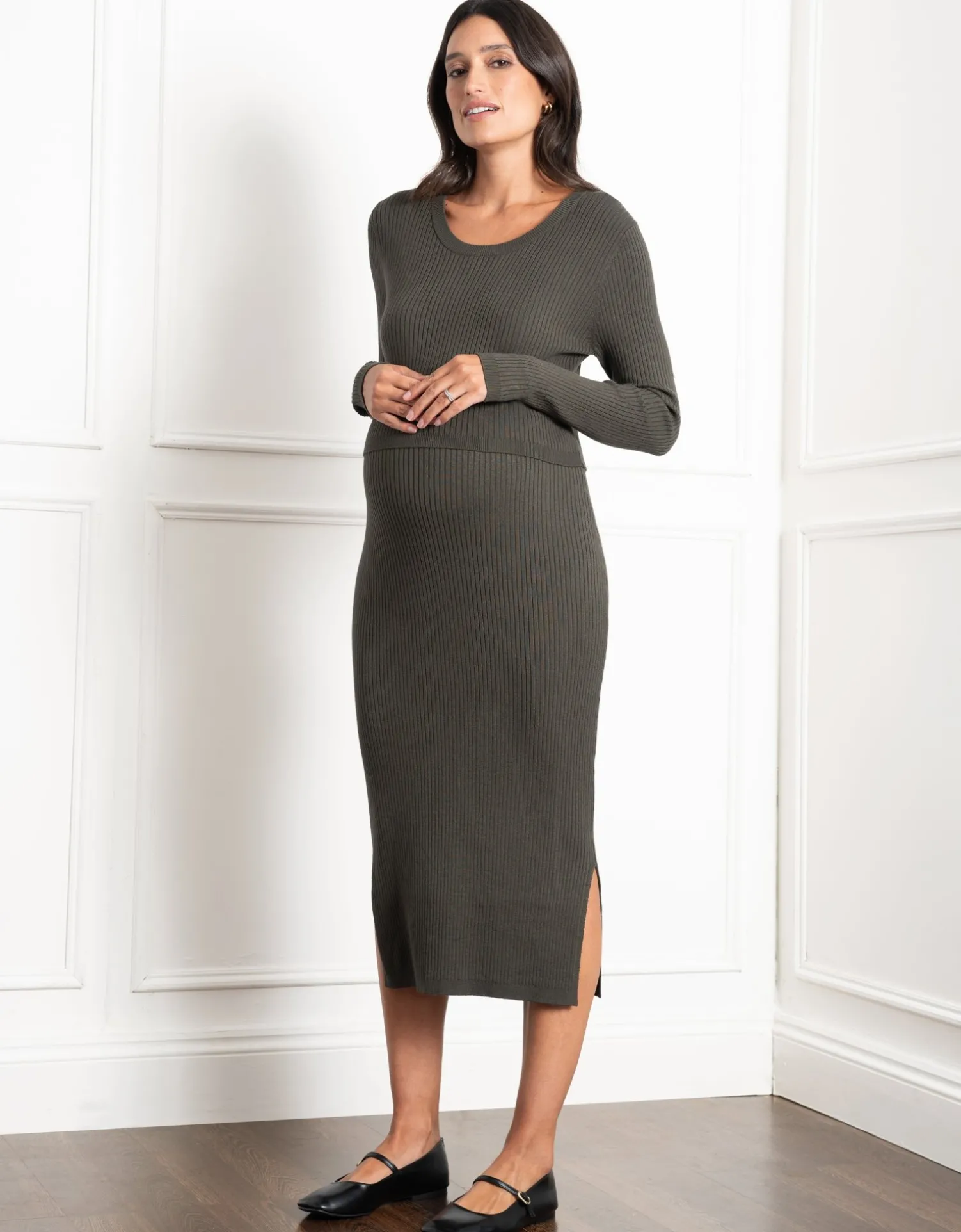 Clearance Seraphine Amaya | Layered Knitted Maternity & Nursing Dress