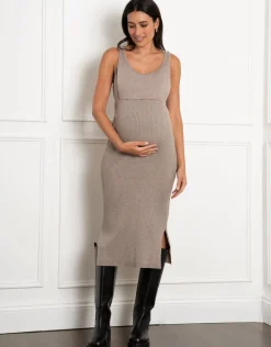 Hot Seraphine Amaya | Layered Knitted Maternity & Nursing Dress