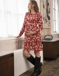 Flash Sale Seraphine Amber | Rust Floral Maternity & Nursing Dress