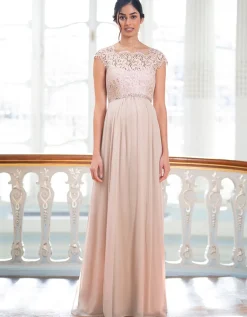 Online Seraphine Angelika | Blush Silk & Eyelash Lace Maternity Gown