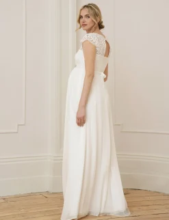 Outlet Seraphine Angelika | Ivory Silk & Eyelash Lace Maternity Wedding Dress