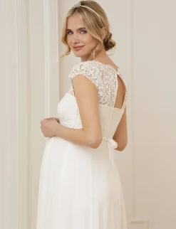 Outlet Seraphine Angelika | Ivory Silk & Eyelash Lace Maternity Wedding Dress