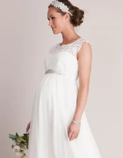 New Seraphine Angelita | Ivory Silk & Eyelash Lace Maternity Wedding Dress