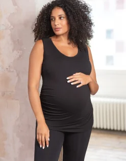 Clearance Seraphine Anissa | Twin Pack Curve Maternity & Nursing Tops - Black
