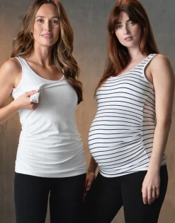 Cheap Seraphine Aniza | Twin Pack Maternity & Nursing Vest Tops - White & Stripe