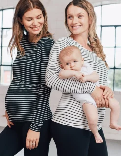 Sale Seraphine Anne | Twin Pack Maternity & Nursing Tops u2013 Black & White Stripe