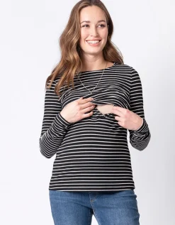 Sale Seraphine Anne | Twin Pack Maternity & Nursing Tops u2013 Black & White Stripe