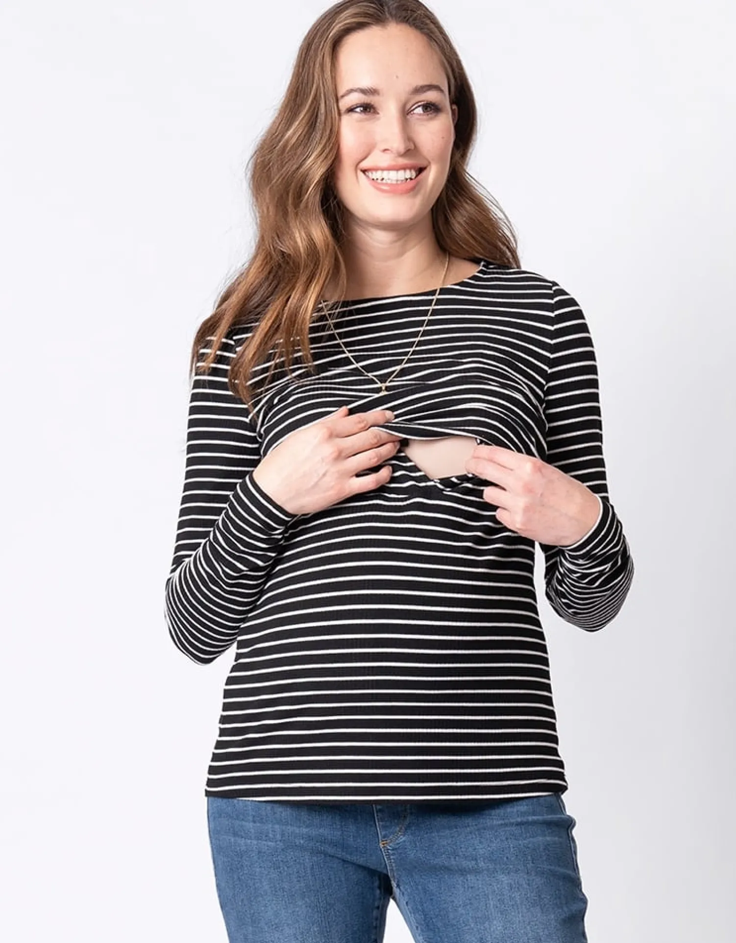Sale Seraphine Anne | Twin Pack Maternity & Nursing Tops u2013 Black & White Stripe