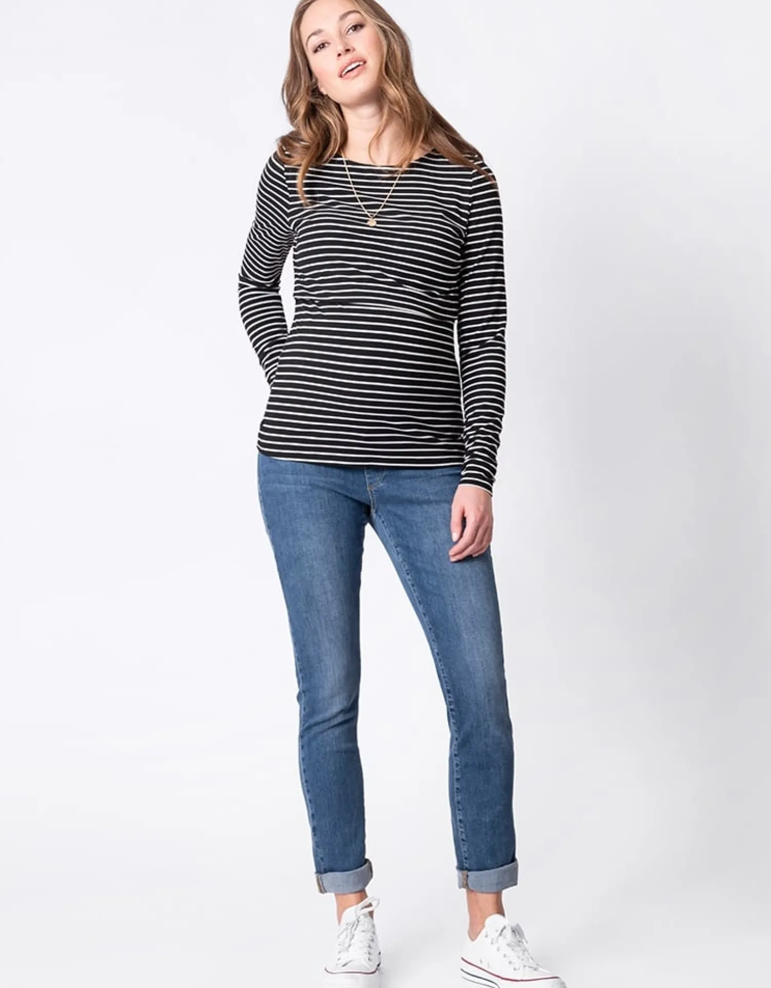 Sale Seraphine Anne | Twin Pack Maternity & Nursing Tops u2013 Black & White Stripe