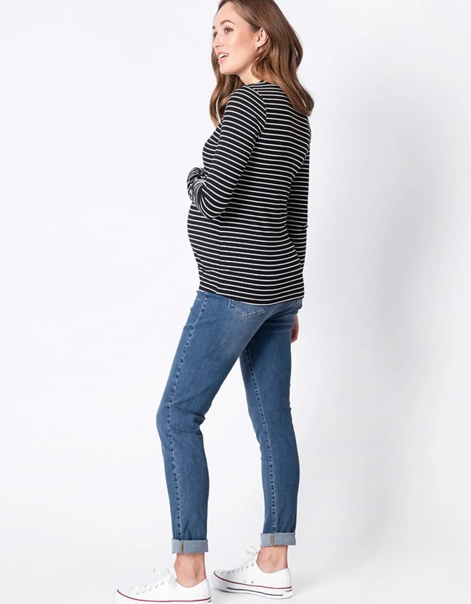 Sale Seraphine Anne | Twin Pack Maternity & Nursing Tops u2013 Black & White Stripe