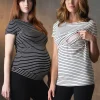New Seraphine Anne | Twin Pack Striped Maternity to Nursing T-Shirts - Black & White