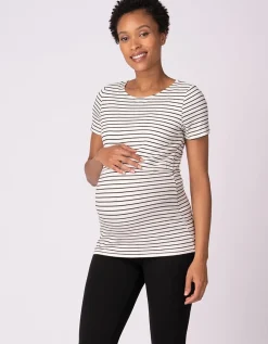 New Seraphine Anne | Twin Pack Striped Maternity to Nursing T-Shirts - Black & White
