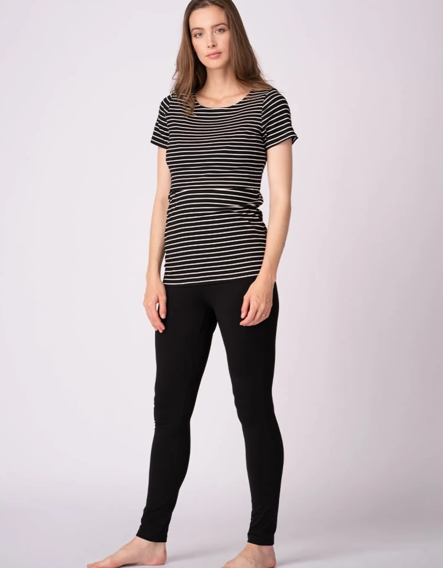 New Seraphine Anne | Twin Pack Striped Maternity to Nursing T-Shirts - Black & White