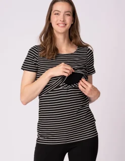 New Seraphine Anne | Twin Pack Striped Maternity to Nursing T-Shirts - Black & White