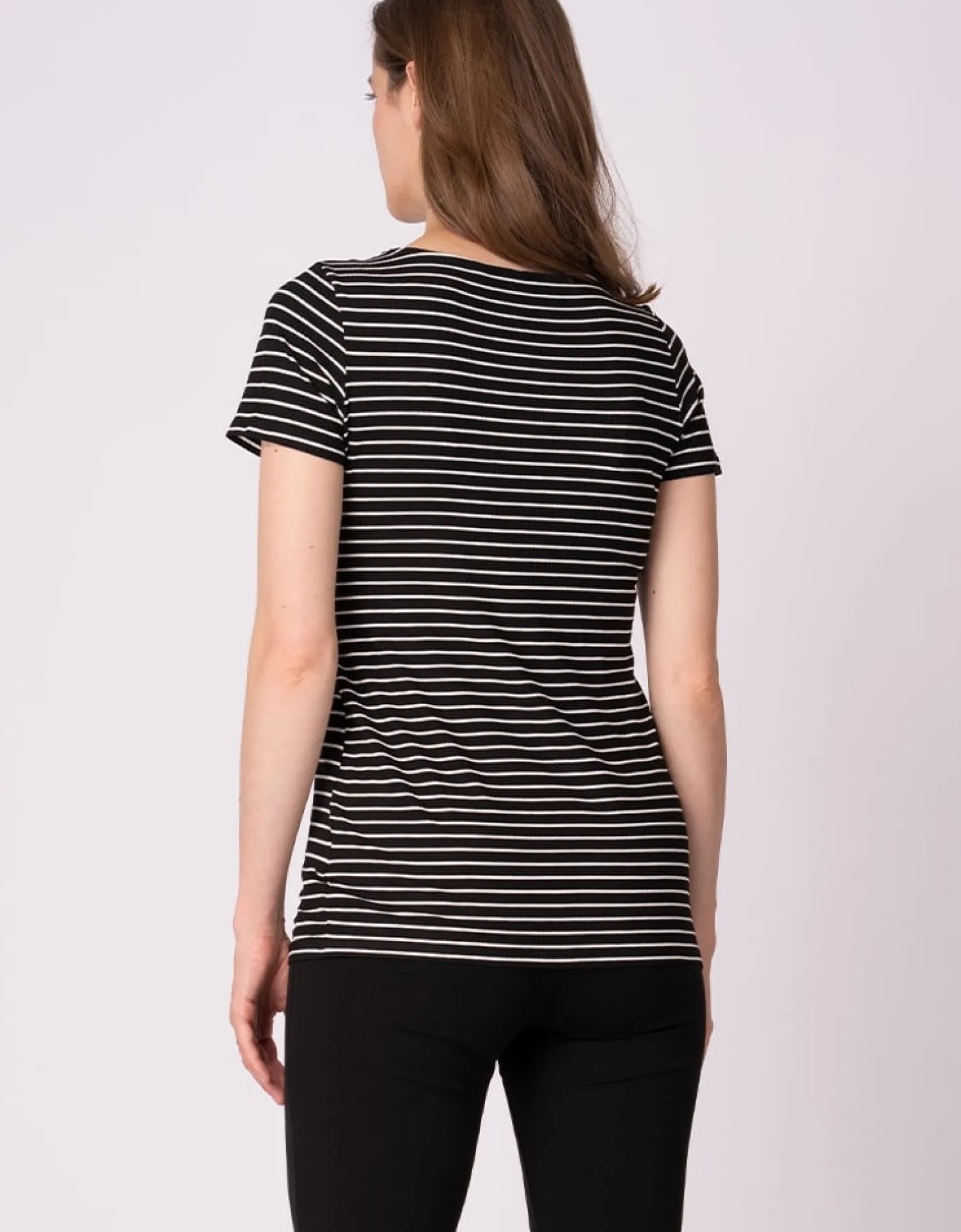 New Seraphine Anne | Twin Pack Striped Maternity to Nursing T-Shirts - Black & White