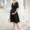 Discount Seraphine Anya | Black Mock Wrap Maternity & Nursing Dress