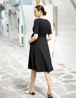 Discount Seraphine Anya | Black Mock Wrap Maternity & Nursing Dress