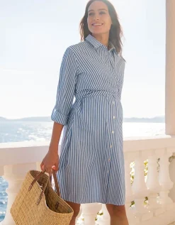 Fashion Seraphine Ariadne | Cotton & Lyocell Maternity & Nursing Stripe Shirt Dress