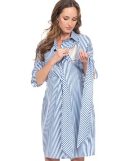 Fashion Seraphine Ariadne | Cotton & Lyocell Maternity & Nursing Stripe Shirt Dress