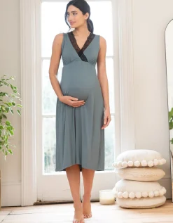 Best Sale Seraphine Arian | Lace Trim Midi-Length Crossover Maternity to Nursing Nightie
