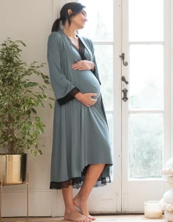 Best Sale Seraphine Arian | Lace Trim Midi-Length Crossover Maternity to Nursing Nightie