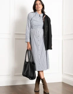 Online Seraphine Arianna | Cotton-Blend Stripe Maternity & Nursing Shirt Dress
