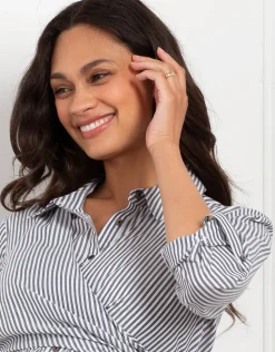 Online Seraphine Arianna | Cotton-Blend Stripe Maternity & Nursing Shirt Dress