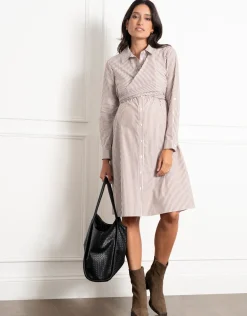Online Seraphine Arianne | Cotton-Blend Stripe Maternity & Nursing Shirt Dress