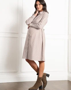 Online Seraphine Arianne | Cotton-Blend Stripe Maternity & Nursing Shirt Dress