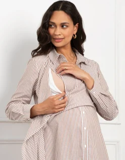 Online Seraphine Arianne | Cotton-Blend Stripe Maternity & Nursing Shirt Dress