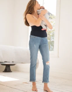 Outlet Seraphine Asher | Organic Ripped Post Maternity Boyfriend Jeans