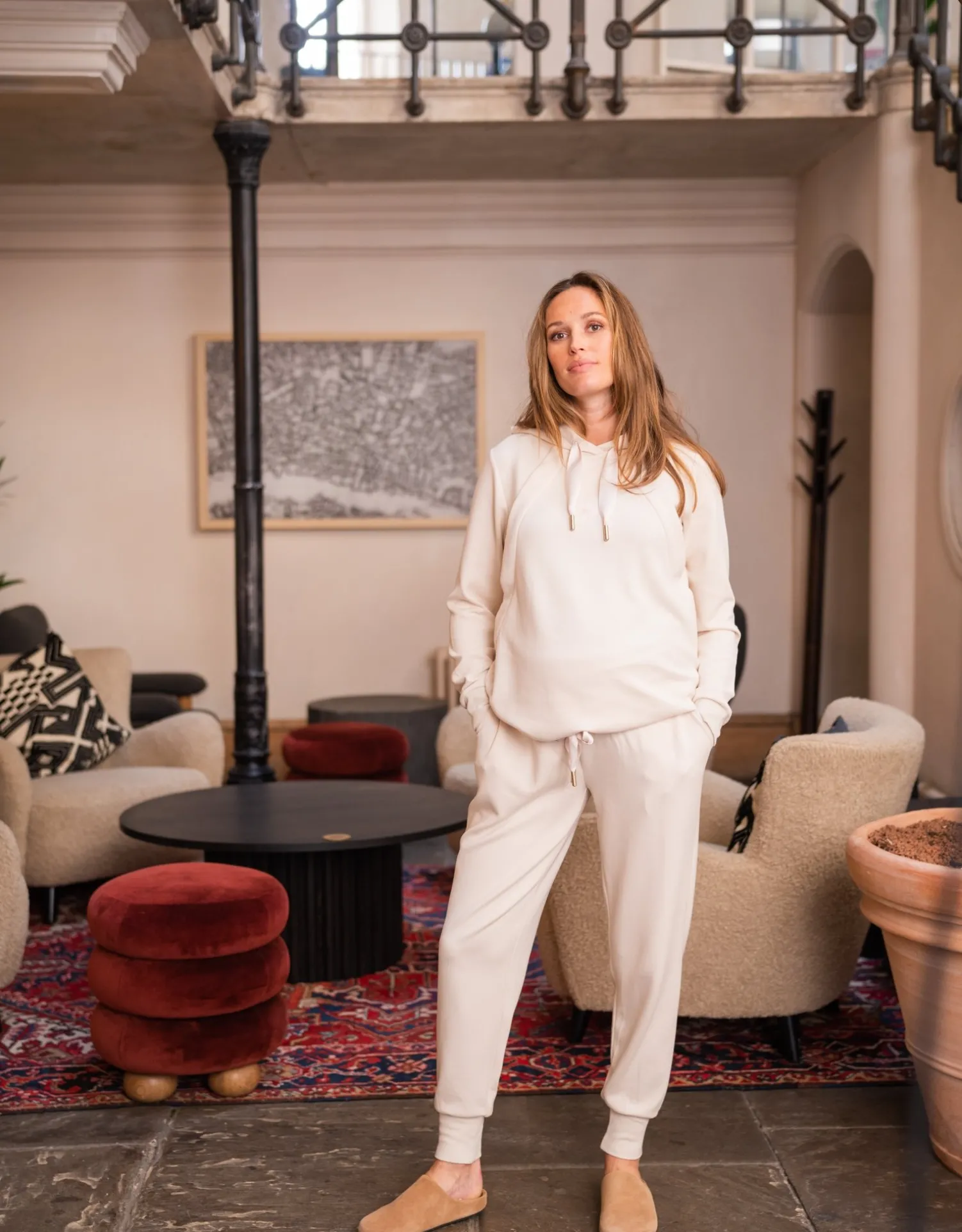 Fashion Seraphine Atticus | Modal Blend Cream Maternity Joggers
