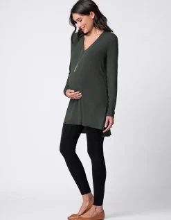 Cheap Seraphine Babbi | Khaki Ribbed Maternity & Nursing Top