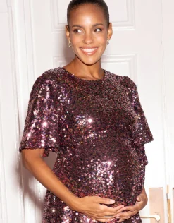 Best Sale Seraphine Bambi | Pink Sparkle Maternity Shift Dress