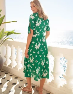 Store Seraphine Bessie | Green Midi Wrap Maternity Dress