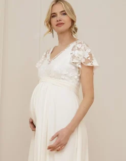 New Seraphine Bianca | Ivory Lace & Silk Chiffon Maxi Maternity & Nursing Bridal Gown