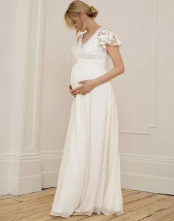New Seraphine Bianca | Ivory Lace & Silk Chiffon Maxi Maternity & Nursing Bridal Gown