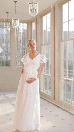 New Seraphine Bianca | Ivory Lace & Silk Chiffon Maxi Maternity & Nursing Bridal Gown