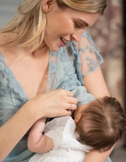 Shop Seraphine Bianca | Sage Green Lace & Silk Chiffon Maxi Maternity & Nursing Occasion Dress